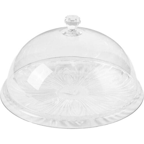 1Set Creative Transparent Round Food Cover Foods Preservation Lid Cake Lids PC Acrylic Meal Bread Cake Snack Dust Tray