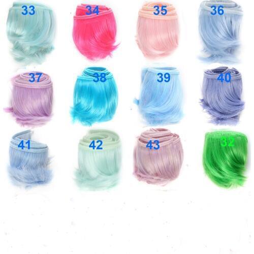 1 piece pink green blue 5cm doll short hair for 1/3 1/4 1/6 BJD doll,diy bangs hair for doll