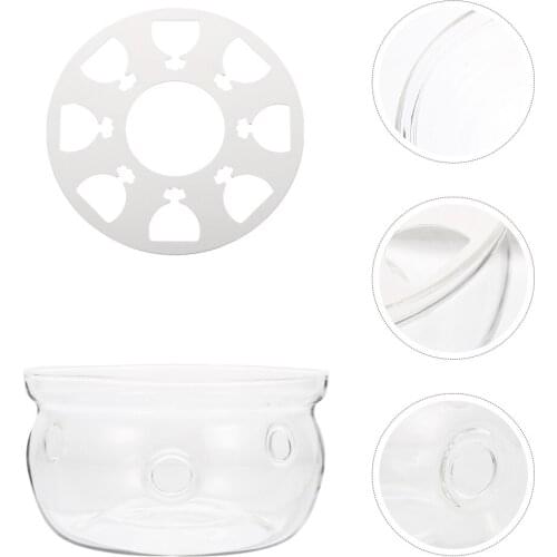 1Pc Glass Teapot Heater without Candle Tea Heater Keep Warm Teapot (White)