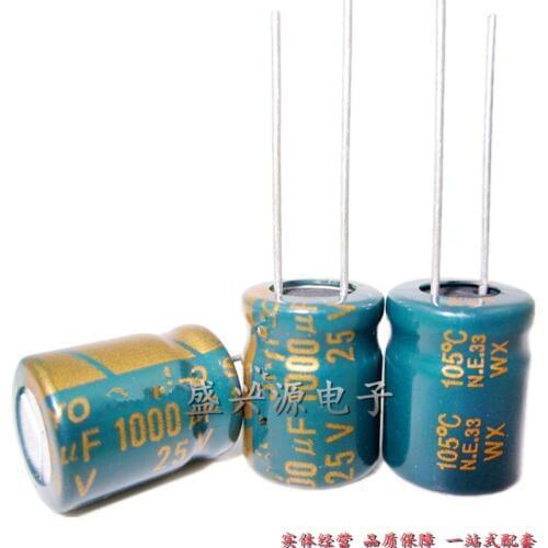 100PCS 25V 1000UF 1000UF 25V 1000uf25v 25v1000uf Electrolytic Capacitors Size:10*13 10*17