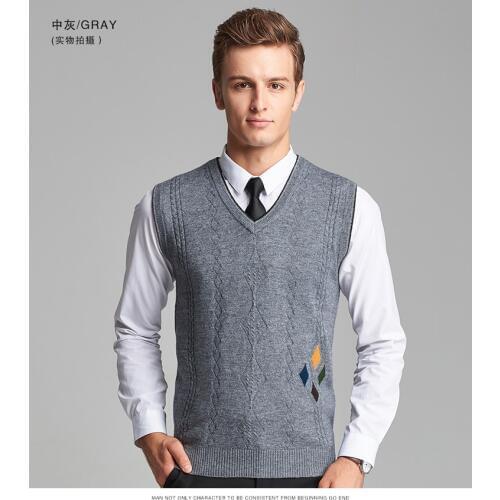2016 New Style Mens Autumn Sleeveless Knitted V Neck Jacquard Cahsmere Argyle Pullover Sweater Vest