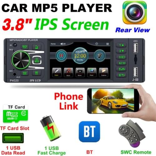 4020 12V 3.8 Inch IPS Capacitive HD 1080P Stereo MP3 / MP4 Radio FM MP5 Video Players Support AUX Input / Phone Link