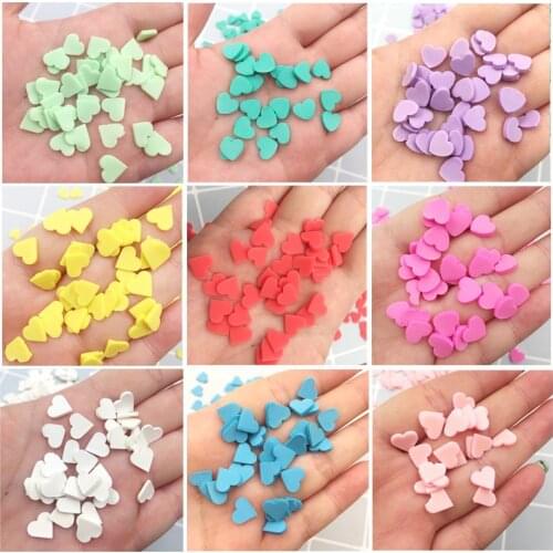50g Lovely Colorful Heart Slices Polymer Hot Clay Sprinkles for Crafts DIY Slime Material Nail Stickers Phone Deco:9mm
