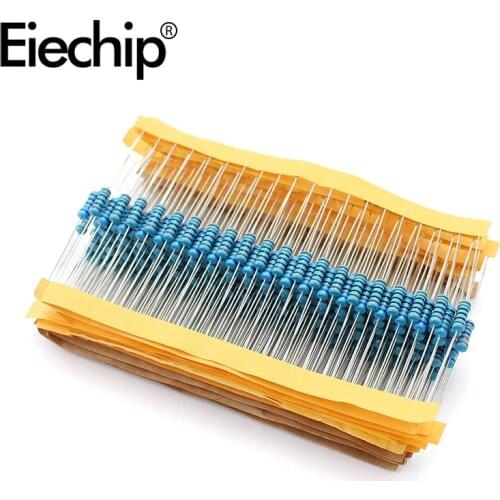 50pcs 1/2W Metal Film Resistor 0.5 Watt Resistors 1% 1K 2.2K 4.7K 5.1K 6.8K 7.5K 8.2K 9.1K 10K 20K 30K 39K 68K 100K 470K 1M ohms