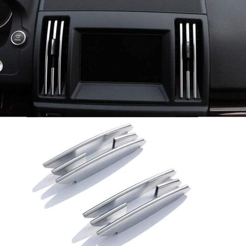 ABS Plastic Chrome Interior Center Air Conditioning Vent Outlet Strips Trim Car Accessory For Land Rover Freelander 2 2008-2015