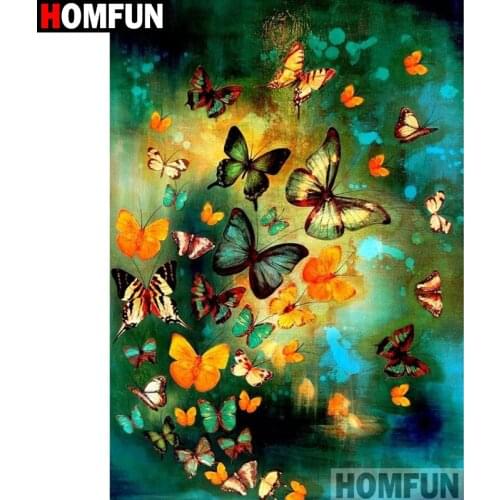 HOMFUN Full Square/Round Drill 5D DIY Diamond Painting "Butterfly landscape" Embroidery Cross Stitch 3D Home Decor Gift A11487
