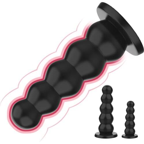 Anal Plugs Liquid Silicone 5 Beads Big Dildos Female Male Masturbator Butt Plug Strong Suction Cup Sex Toys for Women Men