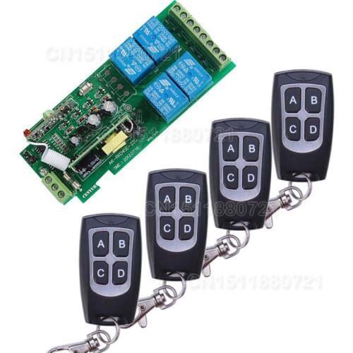85v~250V 110V 220V 230V 4CH RF Wireless Remote Control Relay Switch Security System Garage Doors, Rolling Gate Electric Doors