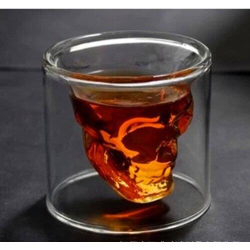 Skull Bone Wine Glass Water Cup Crystal Skull Beer Glass Cool Bar Creative Double-Layer Transparent Glass