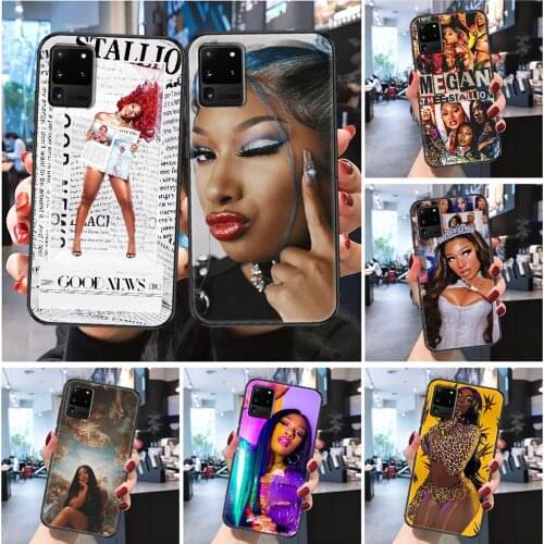 Megan Thee Stallion Phone case For Samsung Galaxy Note 4 8 9 10 20 S8 S9 S10 S10E S20 Plus UITRA Ultra Frosted black art