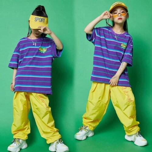 Kids Carnival Hip Hop Clothing Oversize Tshirt Streetwear Tactical Cargo Pants For Girls Boys Concert Jazz Dance Costume Clothes