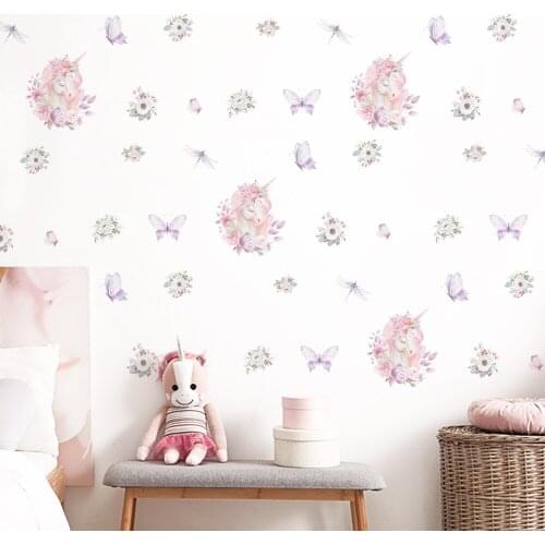 Kids Bedroom Decoration Sticker 14.8*21cm Home Wall Sticker Unicorn Window Sticker Wall Kids Cartoon Wall Sticker Art Cute Decor