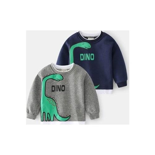 Childrens Pullover T Shirt Fashion Korean Casual Cotton Sweatshirt 2021 Autumn New Baby Boys Fake Two-piece Sweatshirt Kids Top