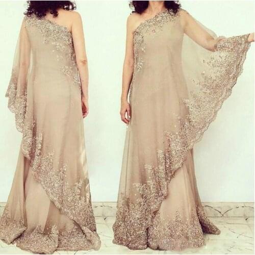 Elegant One Shoulder Chiffon Mother Of The Bride Dress Sequins Applique Party Wedding Guest Dress Custom Made