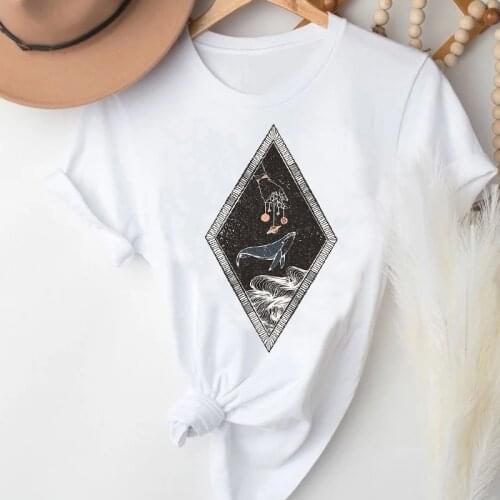 T-shirts Women Space Universe Cartoon Fashion Spring Summer Printing Clothes Graphic Tshirt Top Lady Print Female Tee T-Shirt