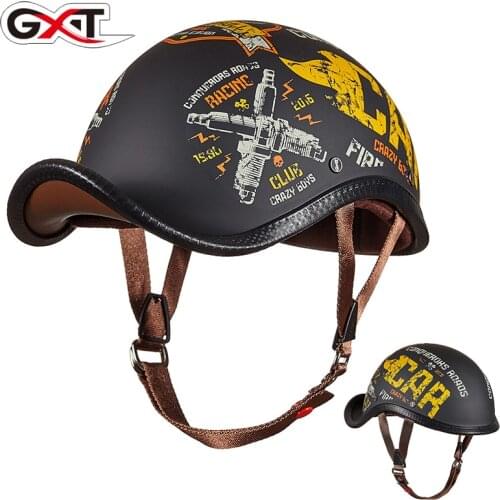 GXT New Motorcycle Helmet Vintage Retro Half Motocross Capacete Open Face Casco Moto Motorbike Moto Helmet Racing Riding Helmet