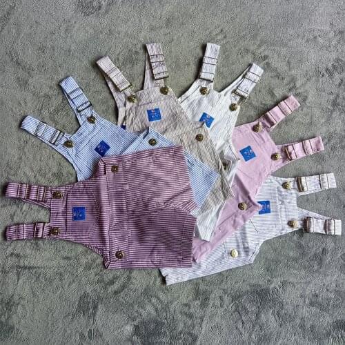 TC Summer Newborn baby trousers infant cotton cute little kids suspenders stripe shorts boys girls Casual baby Conjoined shorts