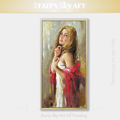 Skilled Artist Pure Hand-painted High Quality Wall Art Lady Portrait Oil Painting on Canvas Sexy Europe Lady Figure Oil Painting