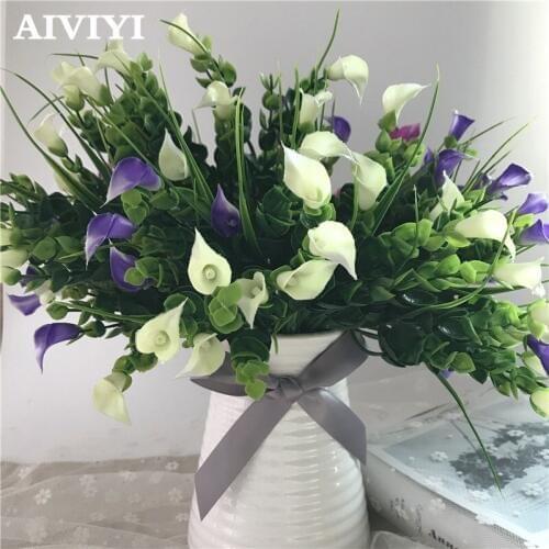 Calla Lily + eucalyptus interior living room home decor artificial flower plant party decoration