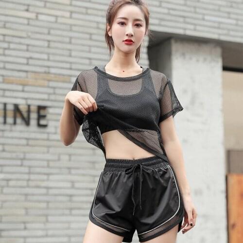 3 Pcs Shorts Sets Women Gym Set Sports Top Shorts Underwear Yoga Set Female Fitness Plus Size Clothing Loose Casual Sports Suit