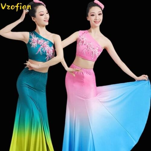 Chinese Folk Dance Costumes Traditional Peacock Belly Dance Costume Women National Festival Dance Suit Stage Performance Clothes