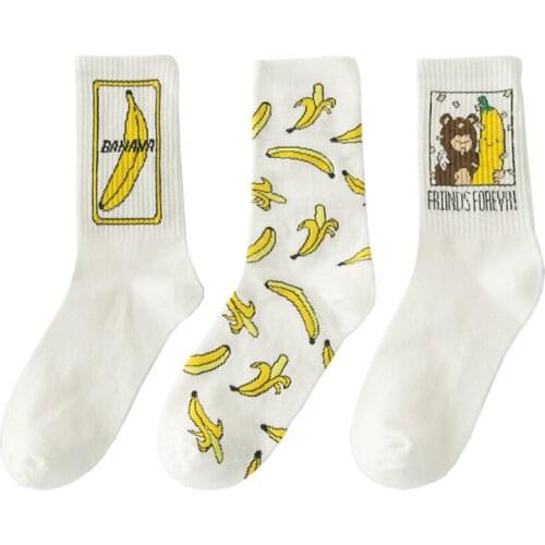 Cotton Socks Cute Cartoon Banana Series College Wind Trend Personality Street Harajuku Skateboard Socks Mens And Womens