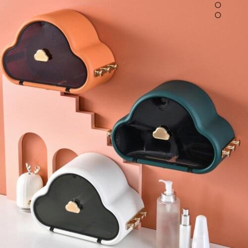 Creative Cloud Shape Toilet Paper Storage Box Cover Wall Mounted Punch Free Roll Paper Holder Bathroom Waterproof Organizer Rack
