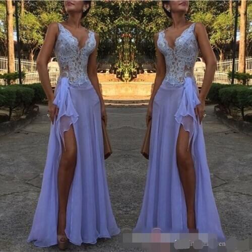 Lace Prom Dresses 2019 vestidos de gala deep v-neck prom dress party gown sexy cheap Evening dress gown