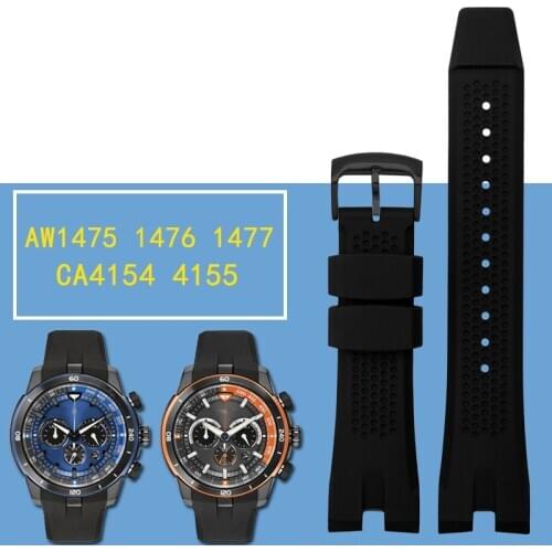 Soft waterproof silicone watchband for C-itizen AW1475 1476 1477 CA4154 4155 male rubber strap black wristwatches band