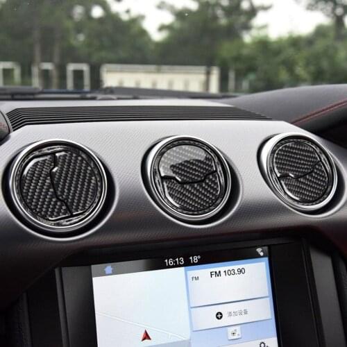 New Carbon Fiber Air Condition Vent Outlet Cover Trim For Ford Mustang 2015+ Car Interior Decoration Set