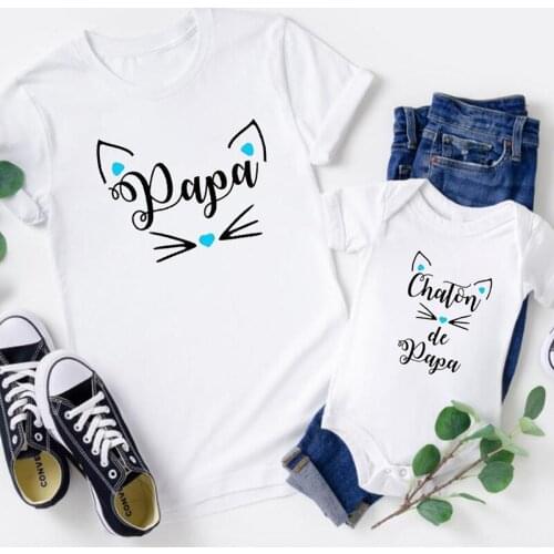 Daddy and Baby Clothes Print Family Matching Clothing Cotton Matching Family Look Outfits for Dad Daughter Tshirt
