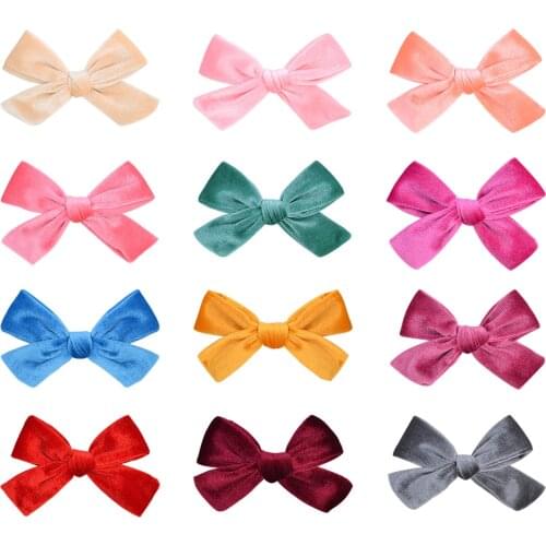 12pcs/lot Solid Hair Bows With Clip for Kids Girls Boutique 4.5 Inches Hairgrip Handmade Barrette Headwear Hair Accessories 235