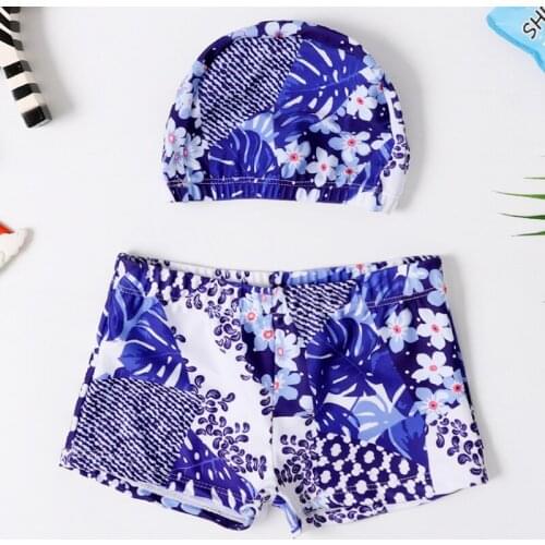 PatPat 2021 New Summer 2-piece Baby / Toddler Boy Stylish Floral Print Trunk and Hat Swimsuit Set