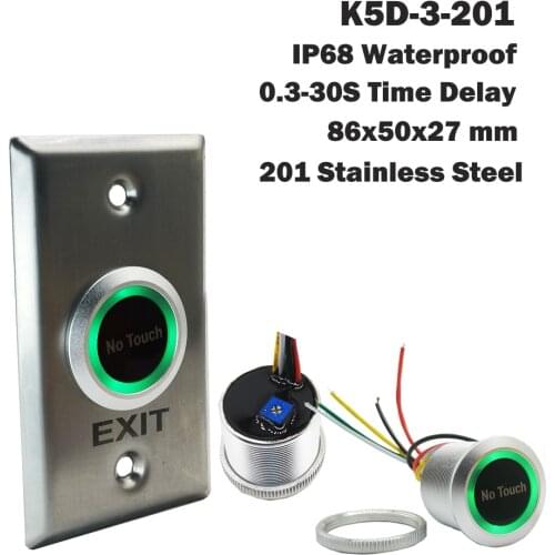 DC12V 24V IP68 Waterproof Time Delay Door Lock Release Switch Contactless No Touch Exit Button