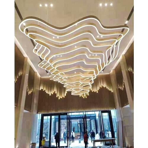 Sales Office Sand Table Project Light Hotel Lobby Lighting Duplex Building Shaped Metal Ring LED Terrace Decoration Chandelier