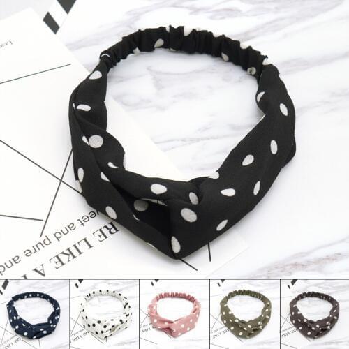 1PC Print Dots Rabbit Ear Headband Women Female Bow Elastic Hair Band Hair Accessories Hairband