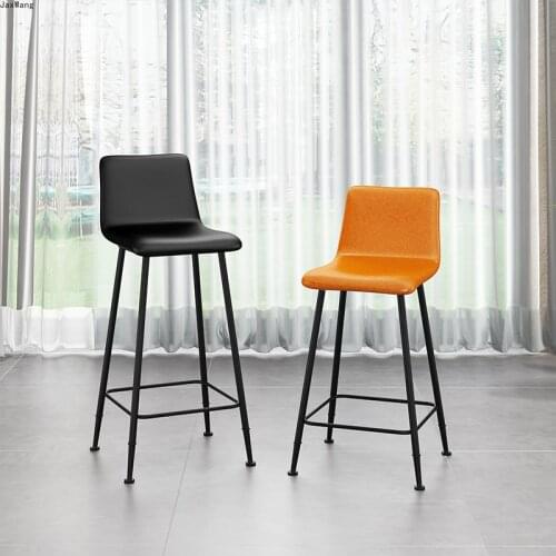 Nordic Bar Stool Luxury Backrest Bar Chair Minimalist Modern Wrought Iron Soft Seat Hotel Furniture Bar Stool High Feet Stools