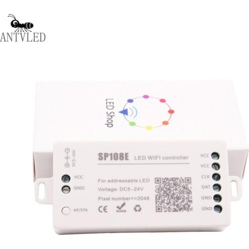 SP108E RGB Led Strip Wifi Pixel Controller , For WS2811 WS2812B WS2813 SK9822 APA102 Led Light DC5-24V