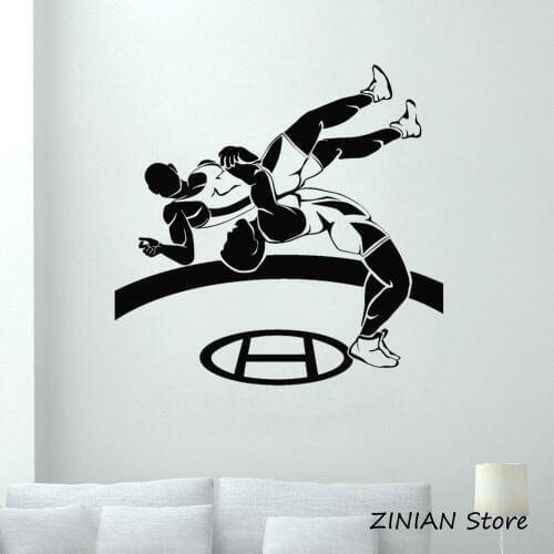 Wrestlers Sports Vinyl Wall Stickers Home Decor Living Room Bedroom Removable Wrestling Combat Sport Wall Decals Boys Room Z085