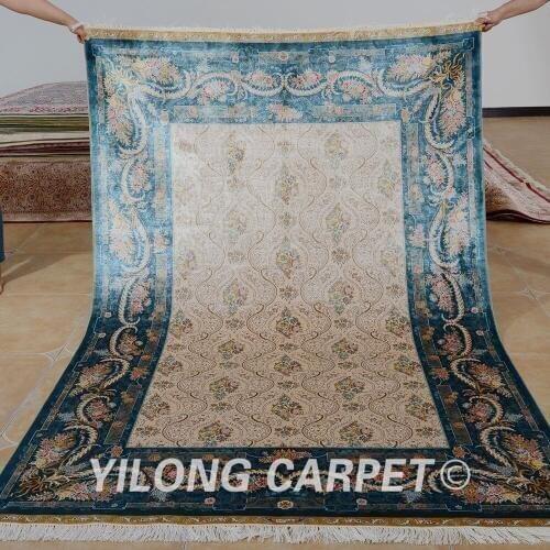 Yilong 5'x7.5' oriental silk carpet vantage hand knotted traditional oriental rug (1123)