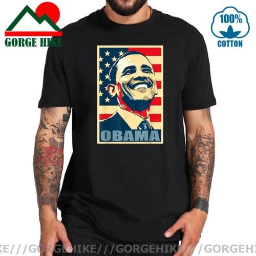 GorgeHike Vintage History And Politics Propaganda Poster T-shirt Barack President Obama 44 American Flag Happy Democrat T Shirts