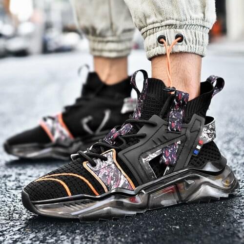 2021High Top Men Running Shoes Breathable Chunky Sneakers Graffiti Jogging Shoes Trendy Antiskid Damping Sports Shoes Zapatillas