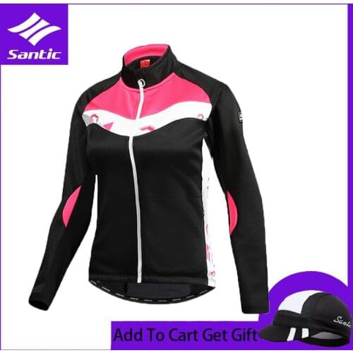 Santic Women Cycling Jacket Fleece Thermal Windproof Mountain Road Bike Bicycle Jacket Cycle Clothing Ropa Ciclismo WL7C01084