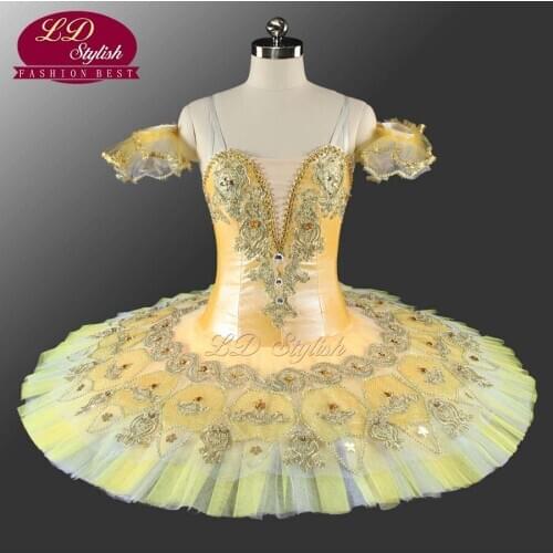 Women Yellow Ballet Tutu Fashion Stage Wear Costumes The Nutcracker Ballet Dance Performance Competition Apperal Adult Skirts