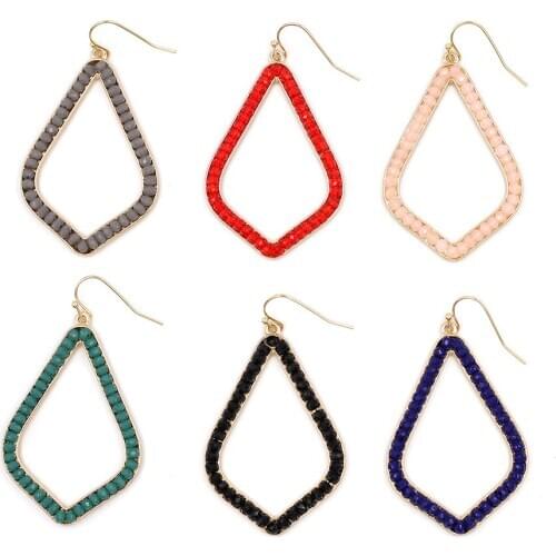 2021 New Multicolor Big Glass Crystal Rampart Base Shape Water Drop Earrings for Women