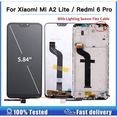 5.84 inch LCD + Frame display For Xiaomi Mi A2 Lite touch screen digitizer assembly For Xiaomi Redmi 6 Pro Frame AAA Quality LCD