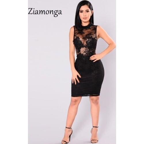 Ziamonga Elegant Wedding Party Lace Dresses Women Retro Tunic Slim Work Business Casual Dress Sexy Party Pencil Bodycon Dress