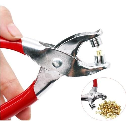 1set Eyelet Hole Puncher Rivet Leather Belt Shoes Hole Plier Revolve Sewing Machine Bag Setter Tool Watchband Strap Leathercraft