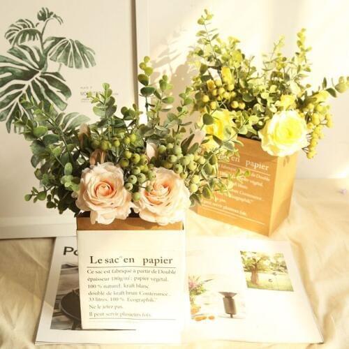 4.5cm 1PCS Mida Eucalyptus Rose DIY Garden bush decorative fake flowers Home decoration fake flower Valentines Day present