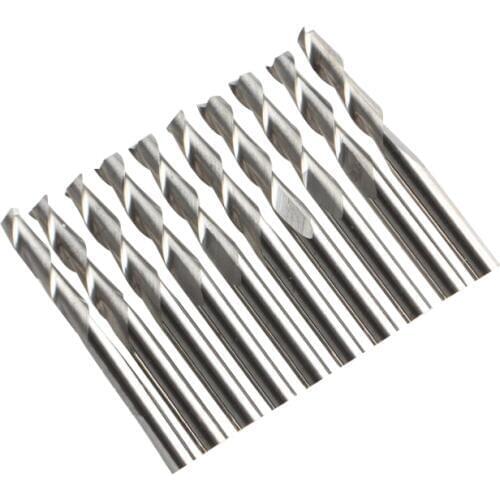 10pcs Shank 4mm x 17mm Two Flutes Carbide endMill Spiral Cutter Wood Router Bit Tools for CNC Machine Cutting HUHAO